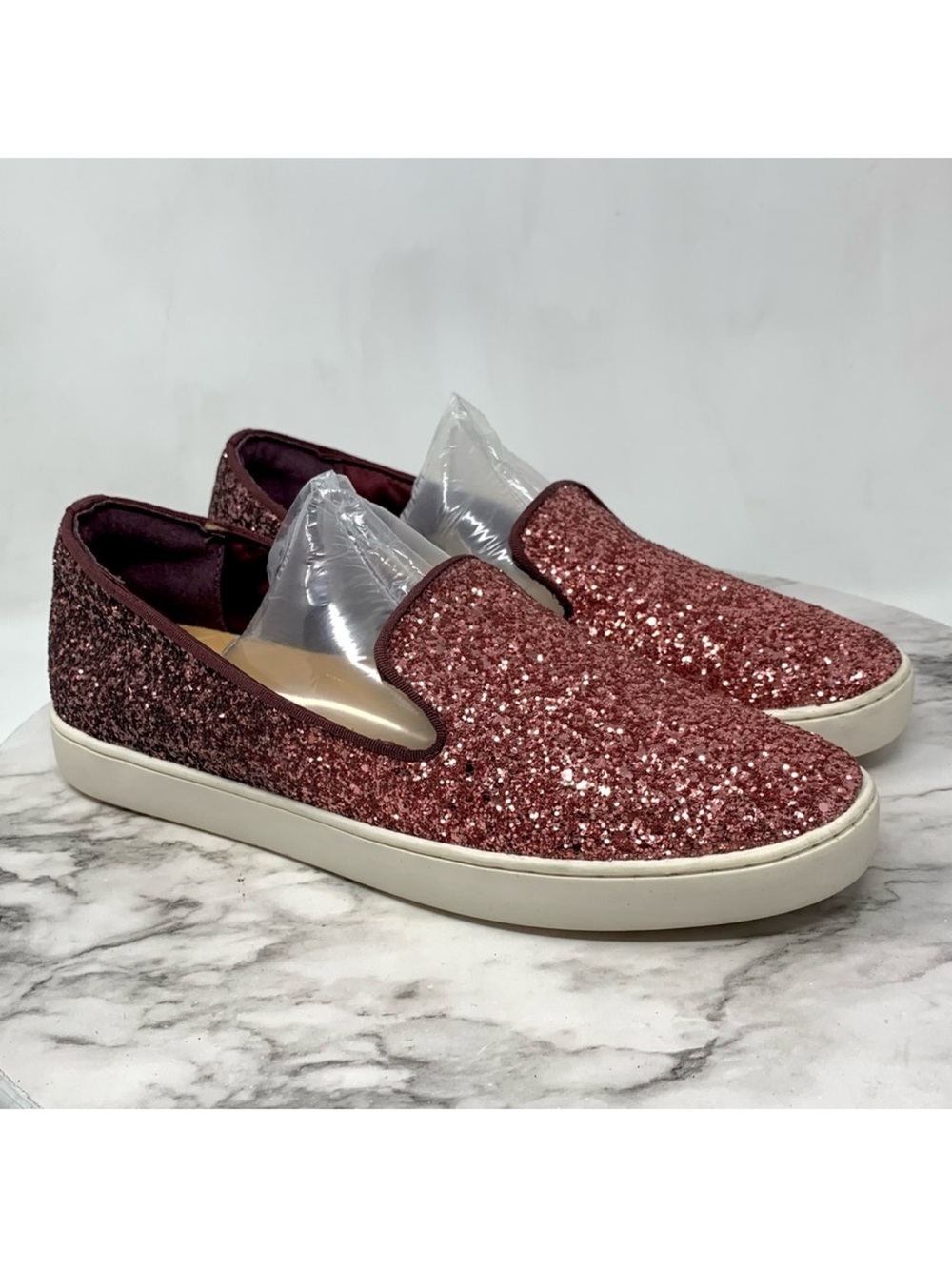 Birdies The Swift Rose Glitter Ombre Slip-On Sneakers 7.5 Luxe Balletcore Glitz